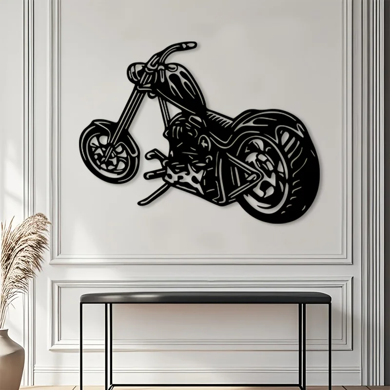 Biker Metal Wall Art Motorcycle Sculpture Office Home Decor Welded Iron Mural Rustic Gift Bike Lover Durable Black Hanging