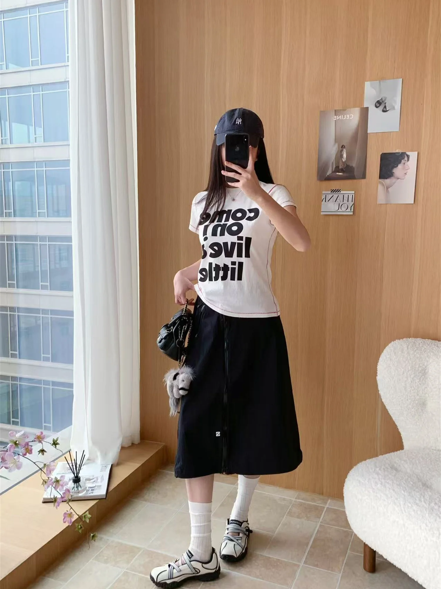 

Sporty Casual Outdoor A-Line Skirt Functional Series Lightweight Nylon YB Fabric Half-length Ladies Mid-waist Skirt