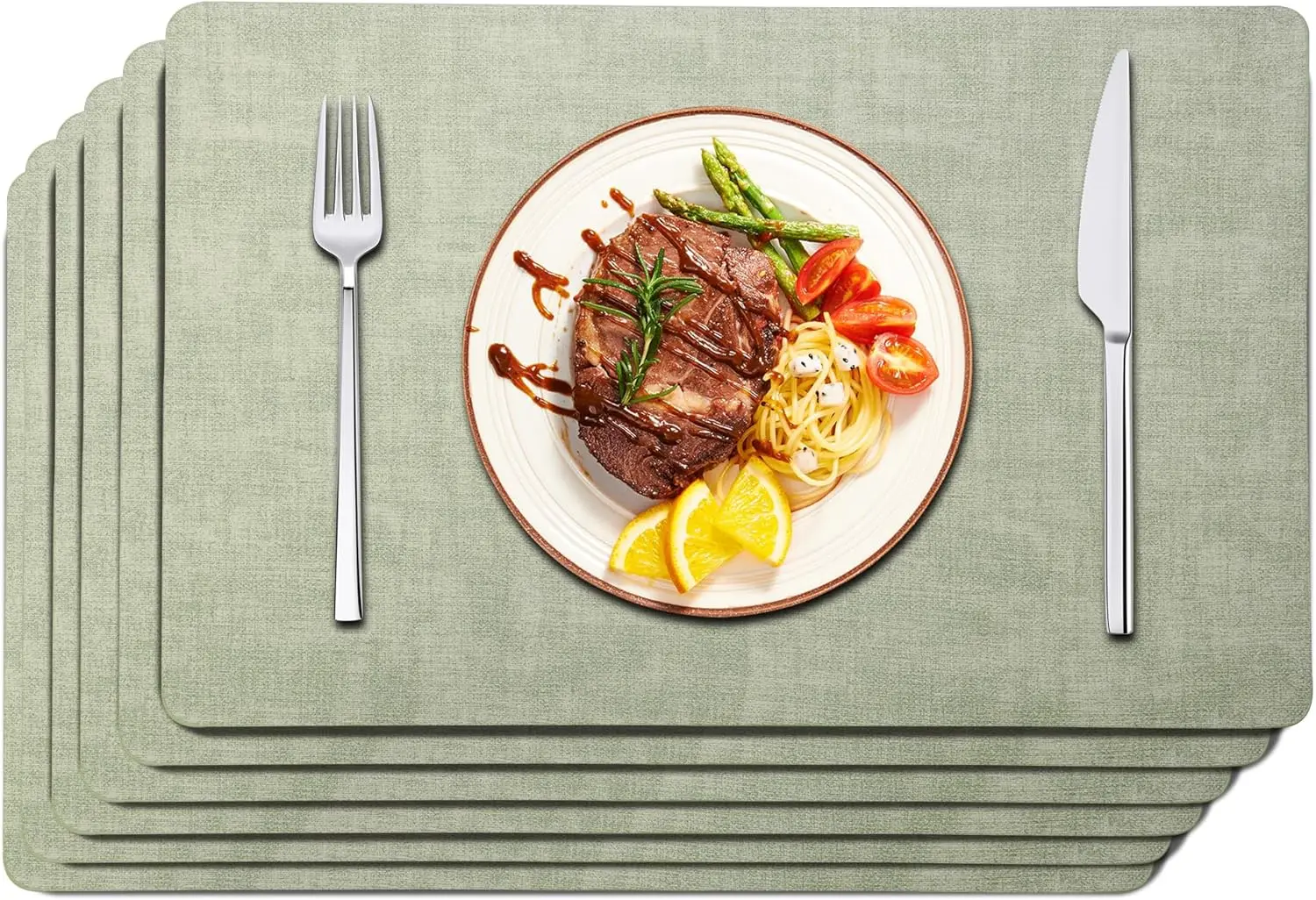 

Faux Leather Placemats Set of 6 - Waterproof - Wipe Clean - Heat Resistant - Anti Slip Dining Table