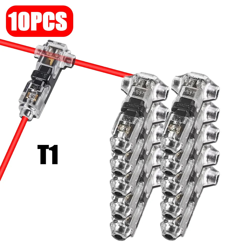 10-50PCS Laagspanningsdraad splice connectoren Snelle Soldeerloze T Tap Connector 1/2 Pins Rock Solid Connector voor 24-20 AWG Kabel