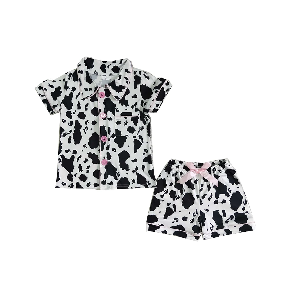 

Boutique Kids Kids Pajamas Short Sleeves Girls Cows Sleepwear Outfits Cartoon Pajamas Sets