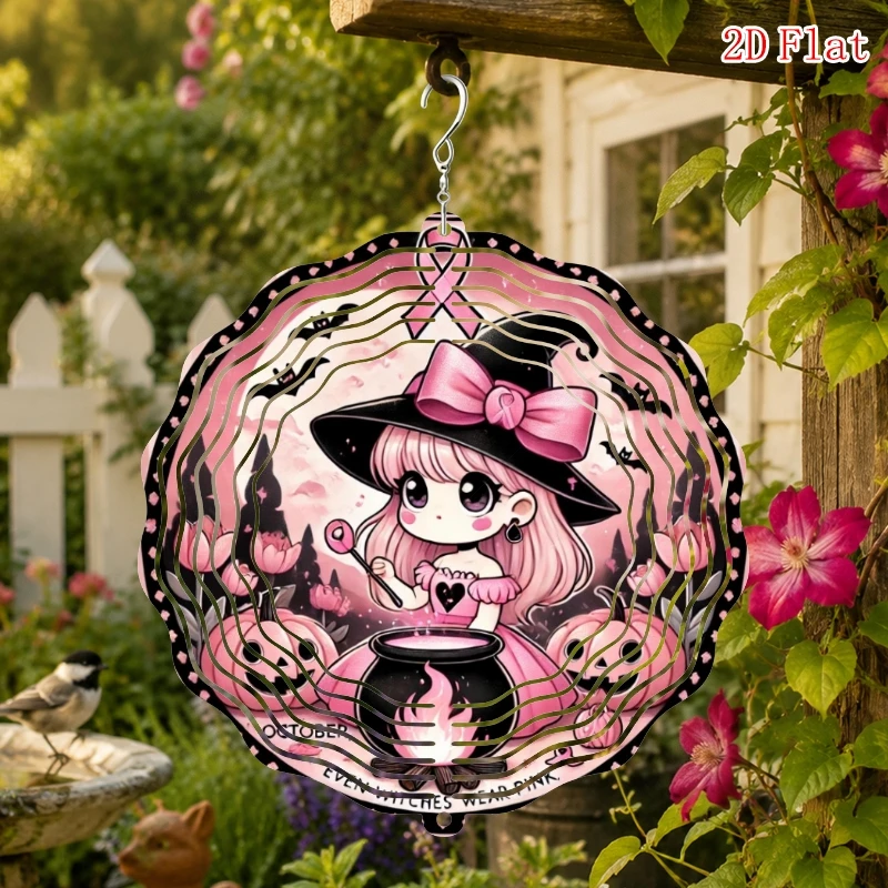 2D Flat Metal  Cartoon Character Pattern 3D Rotating Wind Chime with Carrot, with, Outdoor Garden and Patio Decoration