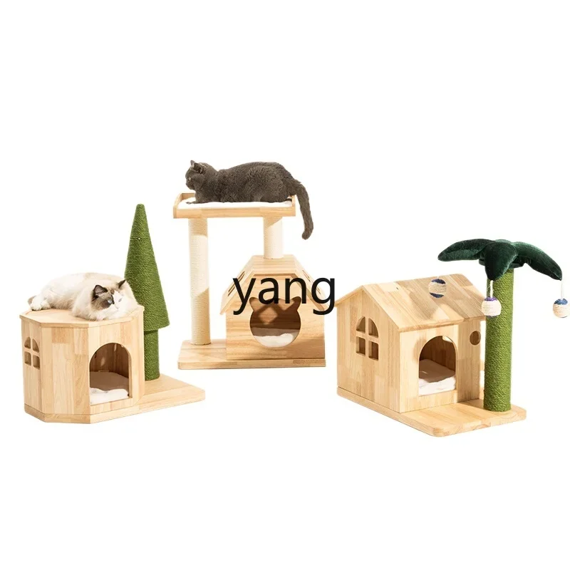 LH solid wood cat nest log cabin cat bed universal cat villa summer escape house closed