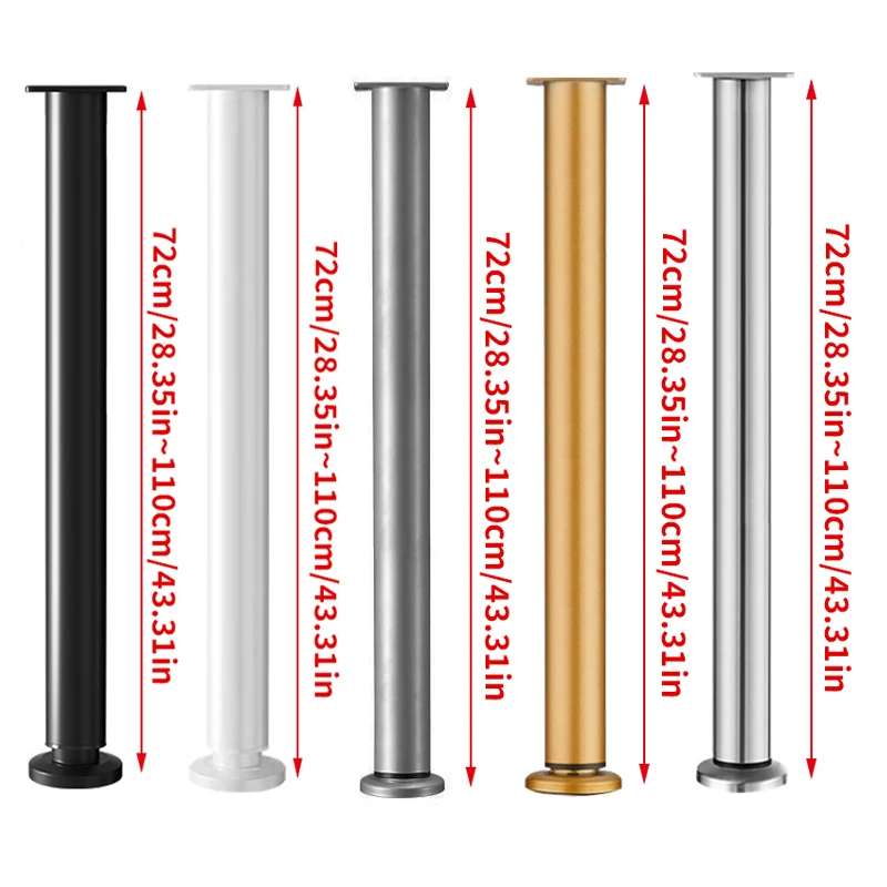 1 قطعة أعمدة دعم الأثاث بطول 72 سنتيمتر-110 سنتيمتر ، أرجل الطاولة التلسكوبية ، أرجل الأثاث بطول قابل للتعديل