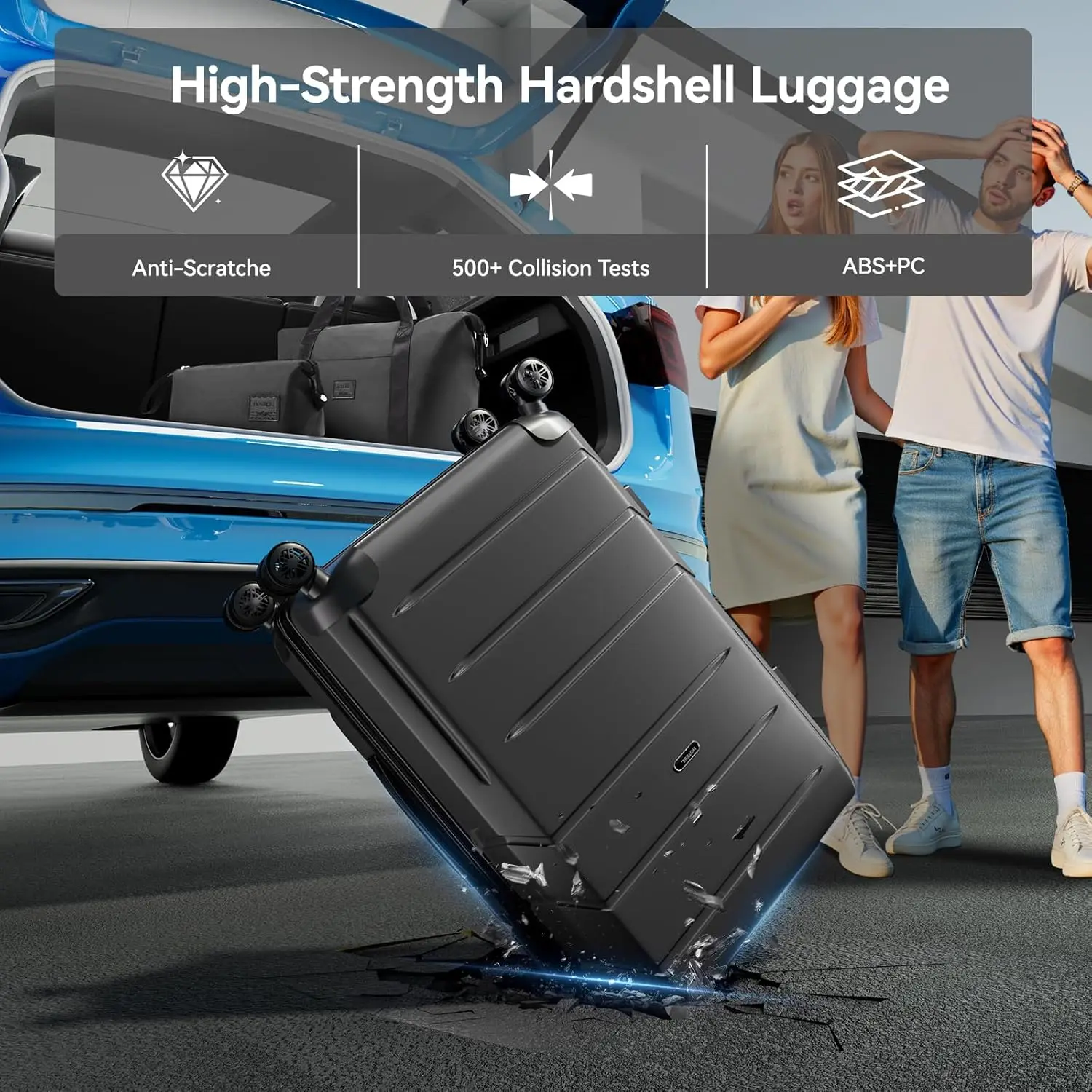 Valise Cabine Rigide 20" PHI VILLA - Coque ABS, Serrure TSA, Roulettes - Neuf, Idéal Voyage
