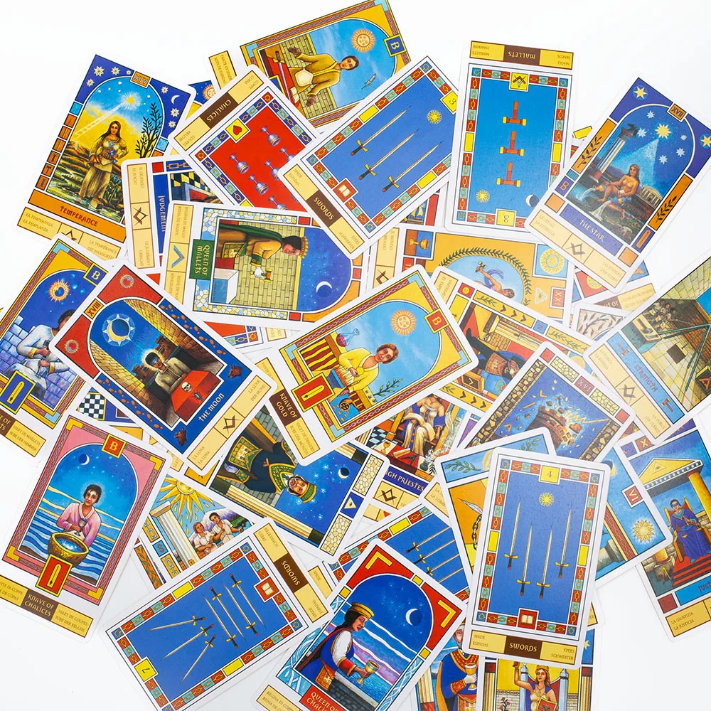 Enhance Your Family Game Night with 78Pcs Masonic Tarot Card English Version Perfect for Board Game Enthusiasts