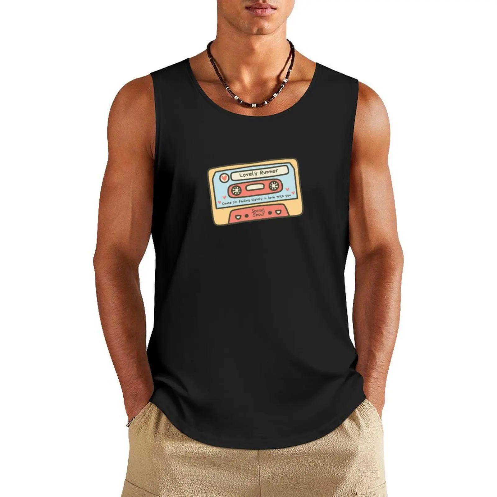

Lovely runner kdrama - spring snow cassette tape Tank Top gym clothes men Men's summer t-shirt