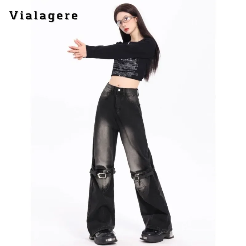 

Women‘s Vintage Hole Full LengthJeans Punk Style High Street Boyfriend Chic All-match Autumn Denim Trousers New College 2000s