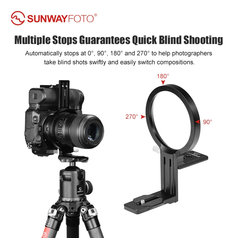 SUNWAYFOTO LS-85 85mm Rotating Collar for Canon Nikon Sony DSLR Camera with Battery Grip, Tripod Mount Ring Lens Support Collar