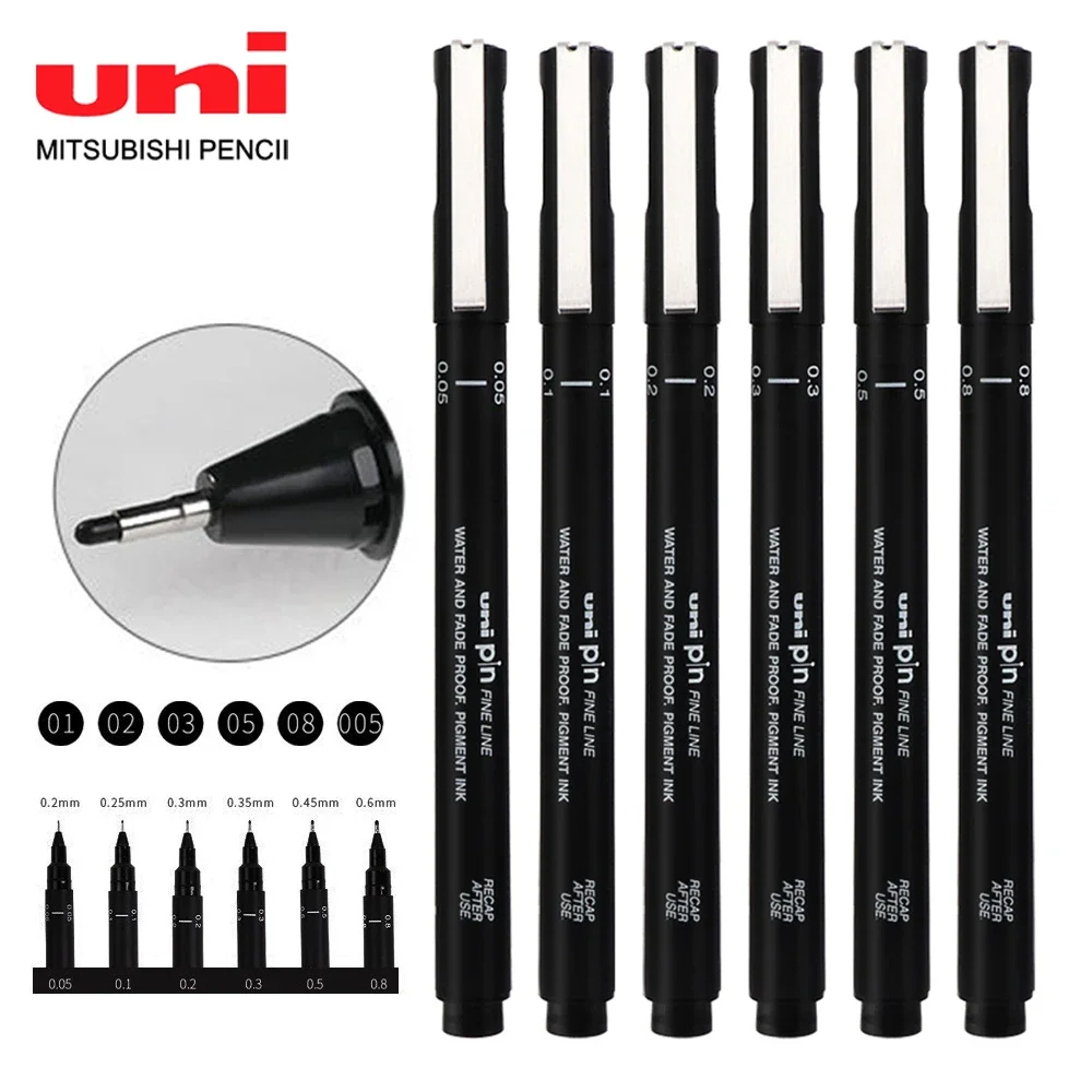 

3/6 шт., набор ручек для рисования Japan Uni Fineliner PIN-200, водонепроницаемые для письма, крючок для рисования, рисование краев, манга, товары для рукоделия