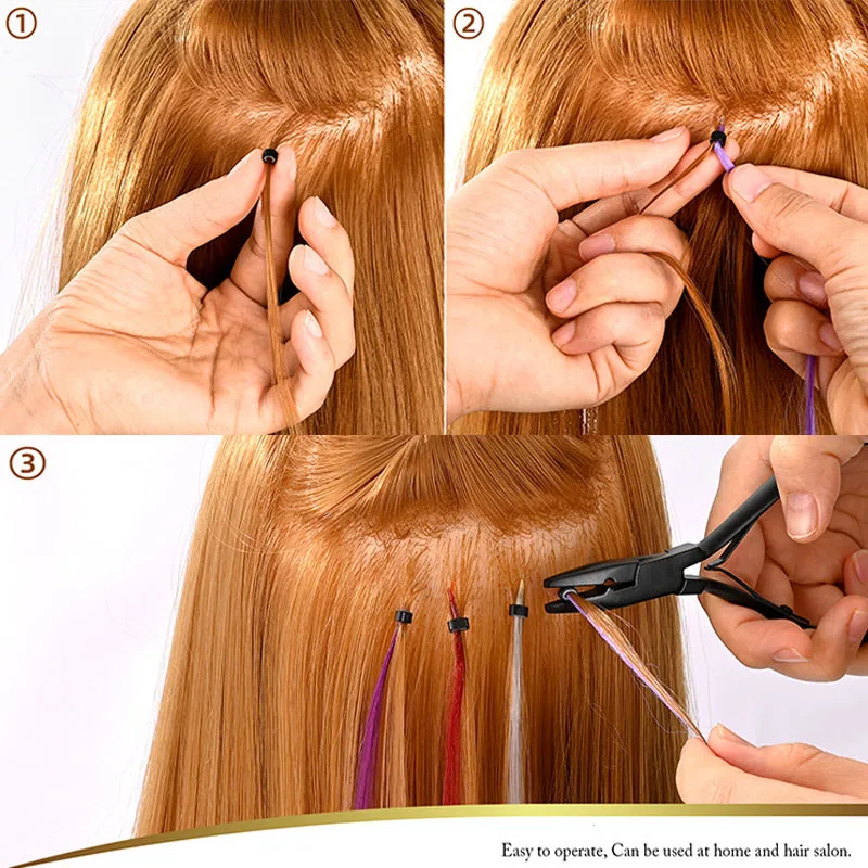 Alicates profesionales de Extensión de cabello, pinzas de aplicación de trama, pinzas de cierre de cuentas de Micro enlace
