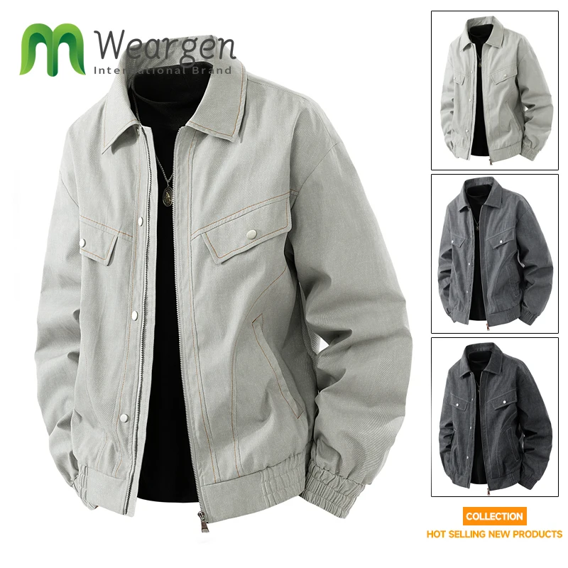 

Men's Large Size Jacket M-8XL Spring Autumn Lapel Anti-Denim Personalized Print plus Size for Full Figured Enlargement 8815