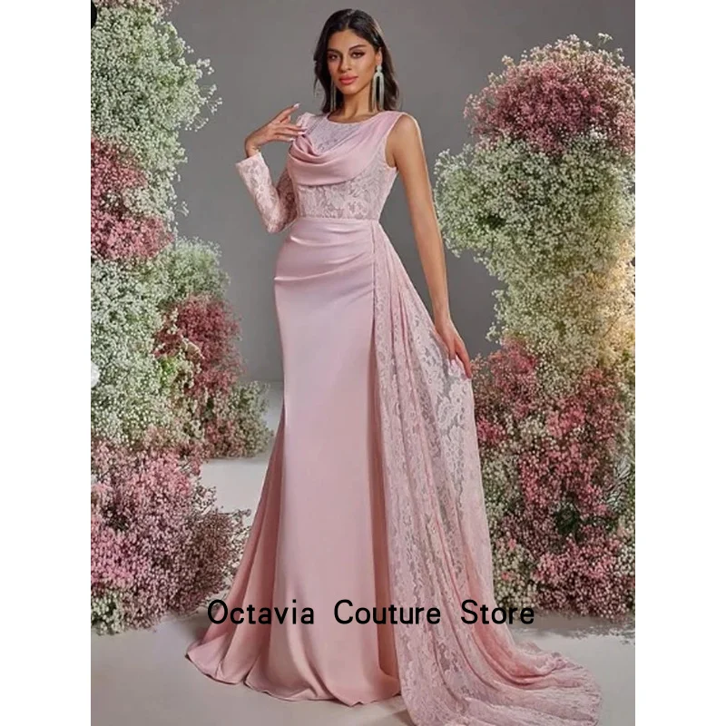 Personalizado exquisito clásico Formal Jersey plisado A-line vestidos largos vestidos de graduación moda alta calidad estilo moderno a juego