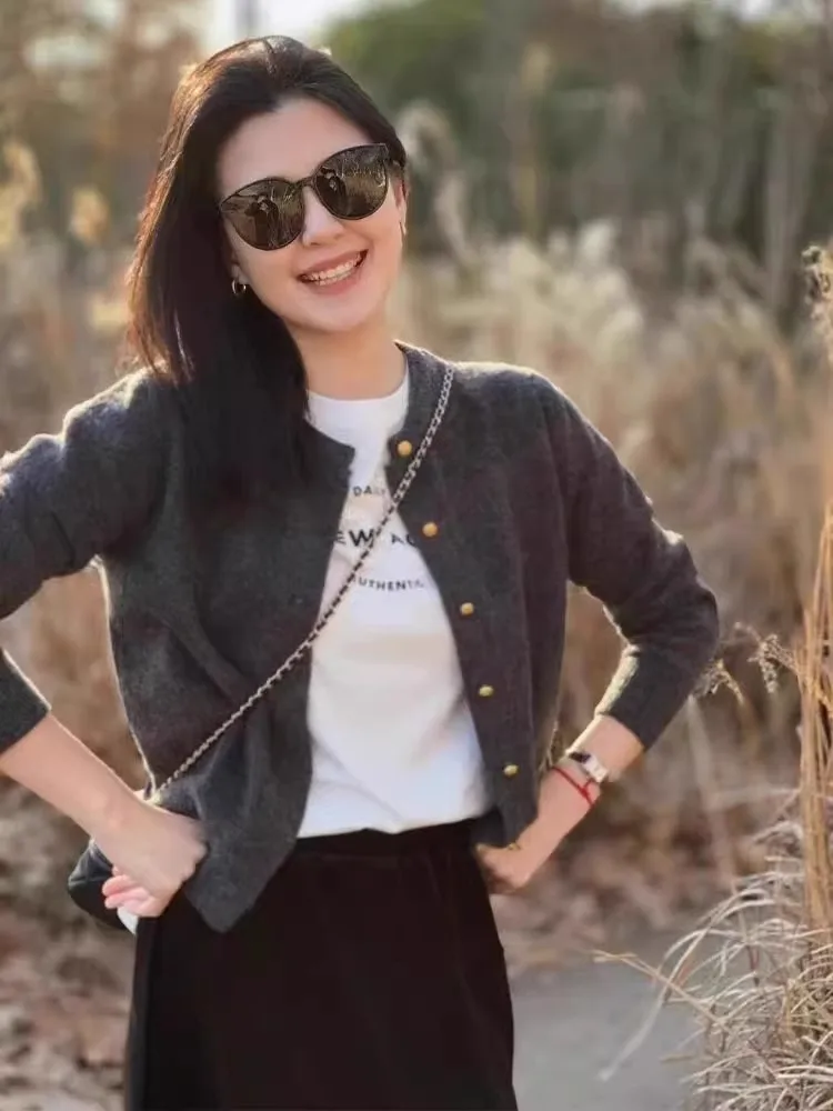 Deep ey Strickpullover ort Sve Long Sve Damen Oberbekleidung Frühling Herbst Neu Sle Pendeln Sle Button rund Ne