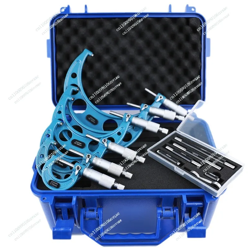 

Good Quality Micrometer Set Black/blue Plastic Box Packing 6PCS Micrometer Set 0-150 Mm Arch Frame Mitutoyo Type Micrometer Set