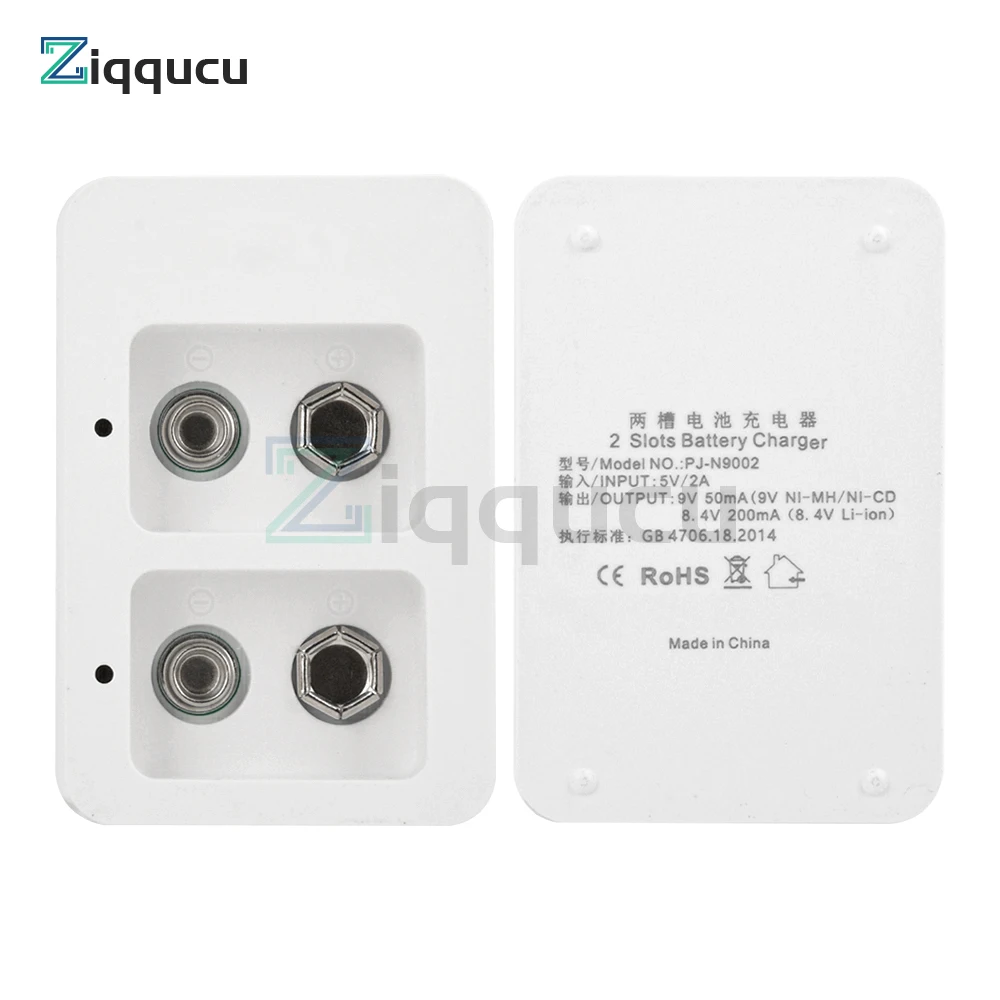2 slots Multifunctionele Ni-Mh 9V oplaadbare batterijlader Draagbaar minimodel LED-display Oplaadstatus Type C