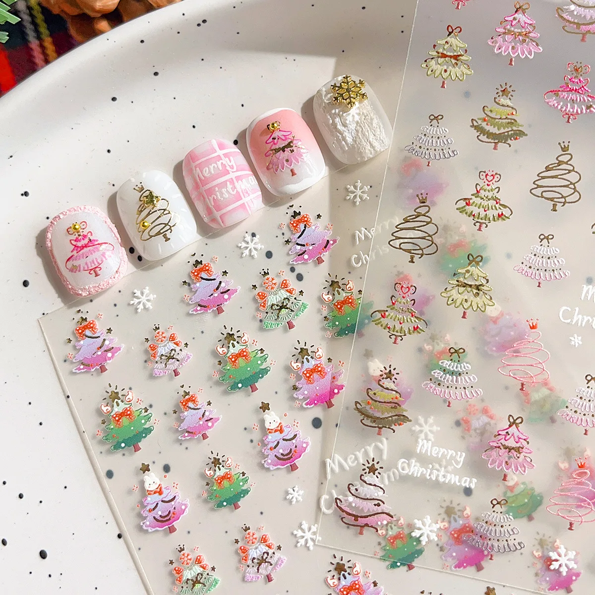 Bronzing Christmas Tree Nail Art Stickers