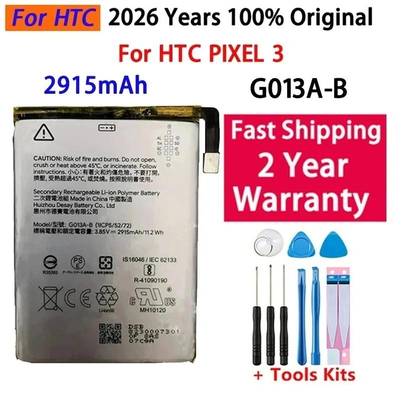 High Quality 2026 Years Battery G013A-B For HTC GOOGLE Pixel 3  Pixel3 2915mAh Phone Batteries Bateria Batterij Free Tools