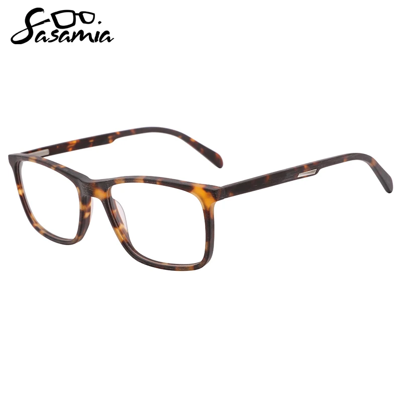 SASAMIA Unisex Eyewear Acetate Flat Rectangle Tortoise Glasses Optical Prescription Glasses Thin Temples Colors Glasses WD1438