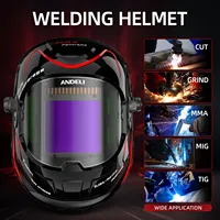 ANDELI Welding Helmet Large Viewing True Color Solar Powered Auto Darkening Welding Mask with Side View 4 Arc Sensor for TIG MIG