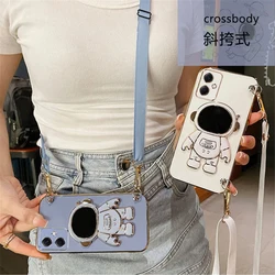 Redmi Note 12 Pro Plus Case Astronaut Lanyard Phone Holder Case For Xiaomi Redmi Note 11 10 9 Pro A1 Plus 10 10A 10C Stand Cover