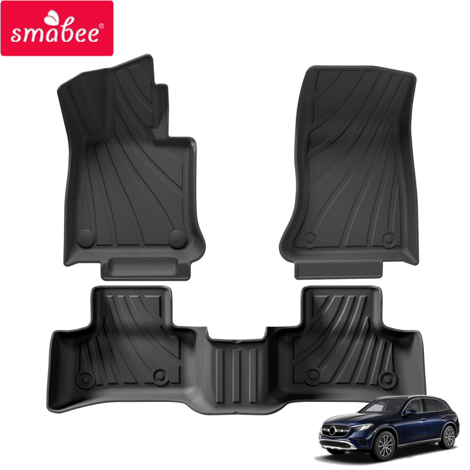Smabee Linkslenker für Benz GLC SUV 2023-2026 (Nicht für Coupé & PHEV (350e)) 5-Sitzer TPE 3D Auto-Fußmatten Kofferraummatte Zubehör