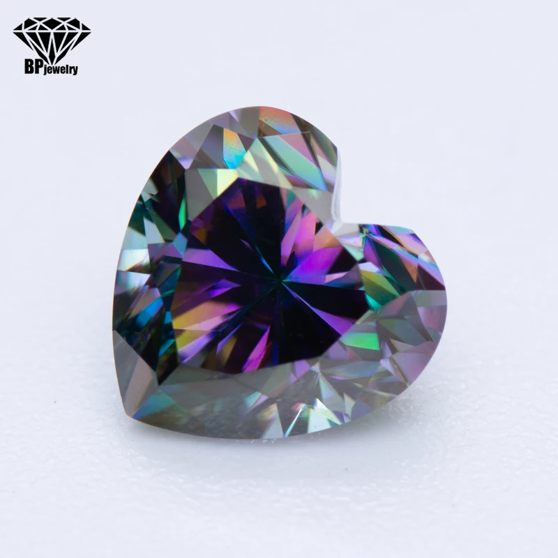 

Moissanite Stone Rainbow Green Heart Cut Gemstones Lab Grown Diamond For Advanced Jewelry Creation Materials With GRA Certifica