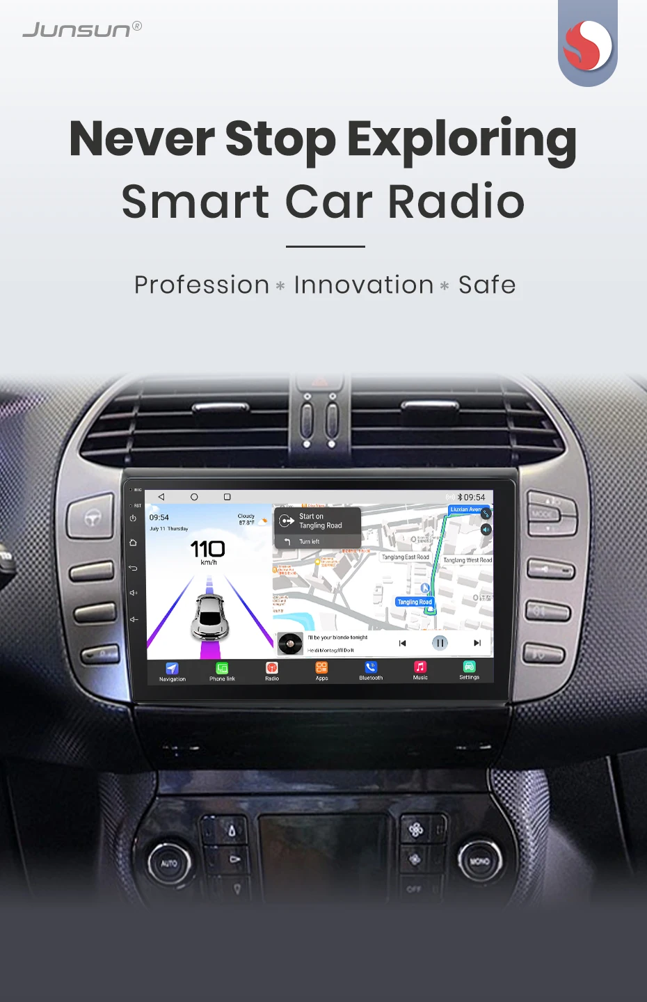 Junsun Qualcomm 8-Kern 360 ° Optionale Kamera, CarPlay, Android Auto Autoradio für Fiat Bravo 2007 2008-2012, 2-DIN-Systeme, Stereo, GPS, SWC, Bluetooth, FM, RDS, DSP, IPS-Bildschirm, intelligente Fahrzeugsysteme, KI-Sprachsteuerung, 4G, WLAN, 8-Kern-Prozessor, Plug&Play-Headunit – Detail 2