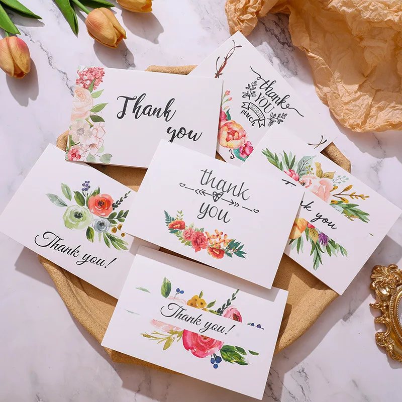 

6pcs Thank You Cards with Envelopes 10x15cm Greeting Cards with Flowers Pattern for Wedding Baby Shower Graduation Gift Cards