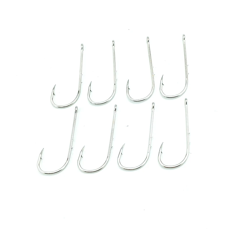 50pcs/lot Fishhooks High Carbon Steel  Long Shank Double Bait Holder Barbed Fishing Hooks for Beach And Live Fishing Bait