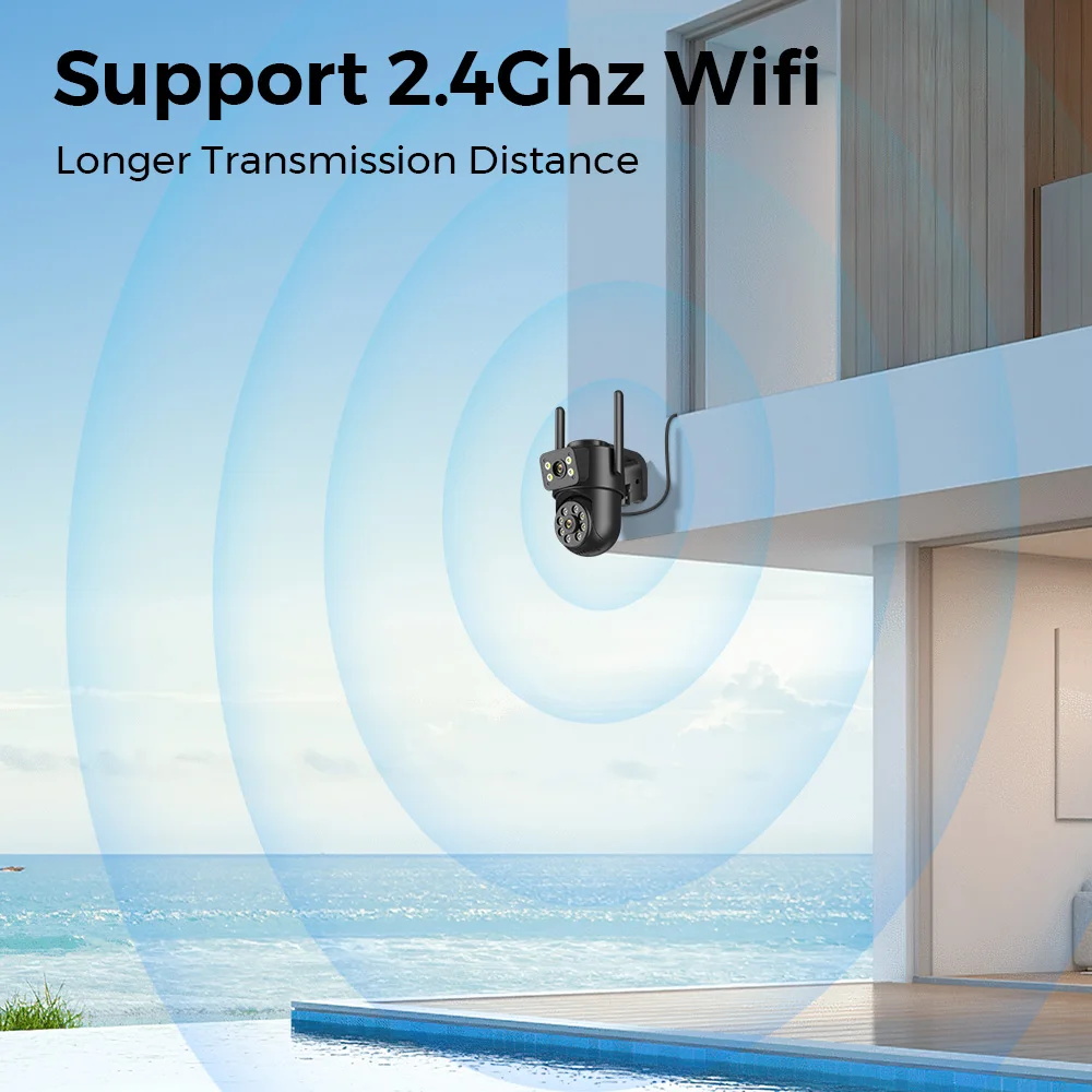 Anbiux 4k 8mp wifi câmera de vigilância 4mp 4x zoom digital ptz ip lente dupla ai humano detectar câmera de segurança ao ar livre icsee app