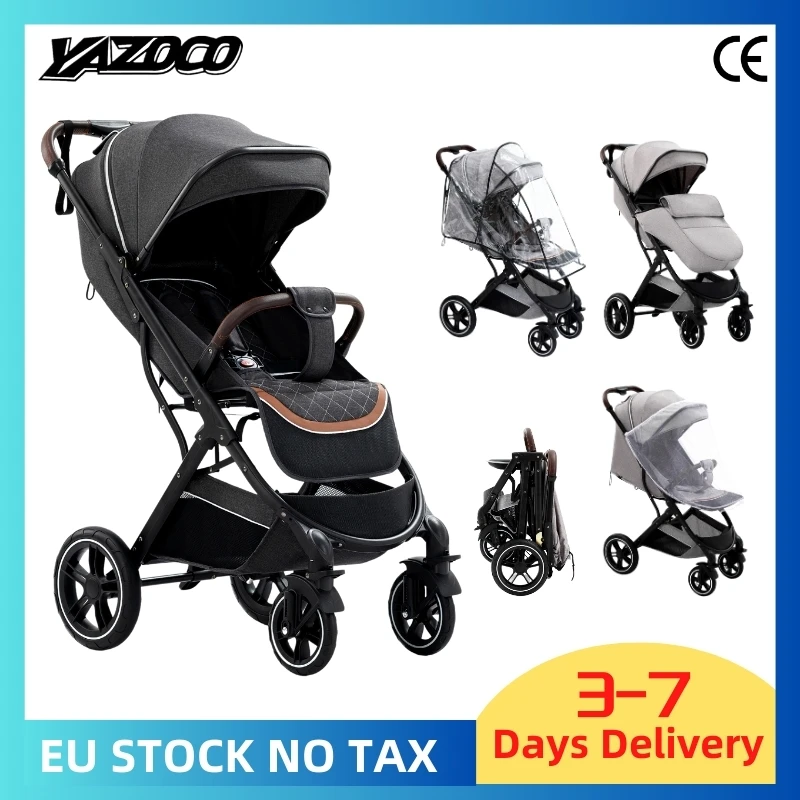 YAZOCO Poussette, Pliage d'une seule main Poussette canne 0-22 kg Poussette bebe Capote extensible Moustiquaire Raincover foot