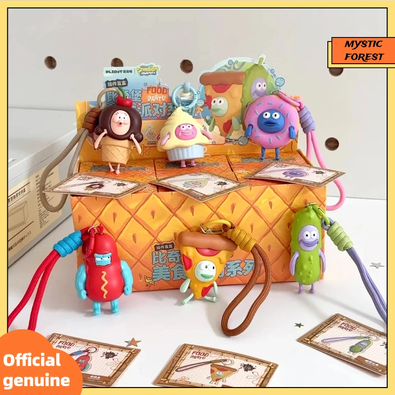 

IN SPOTS pongebob Original Bikini Bottom Food Party Serise Blind Box Anime Peripheral Keychain Collection Bag Charm Gifts