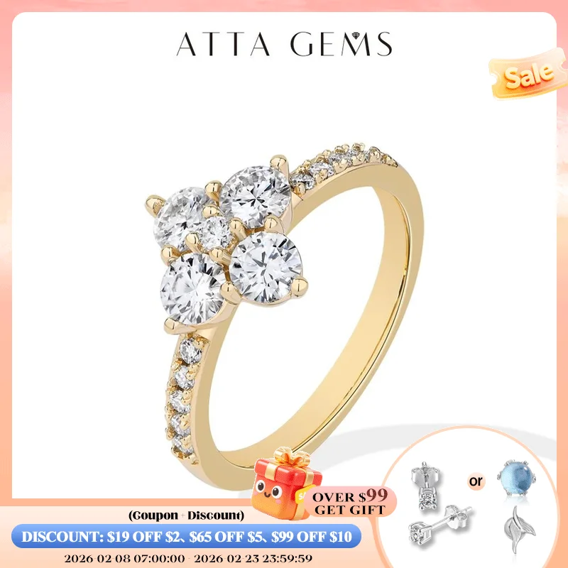 

ATTAGEMS стерлингового серебра 925 пробы, роскошные кольца с муассанитом 0,3 карата, DVVS1, сверкающее обручальное кольцо круглой огранки для женщин, ювелирные изделия