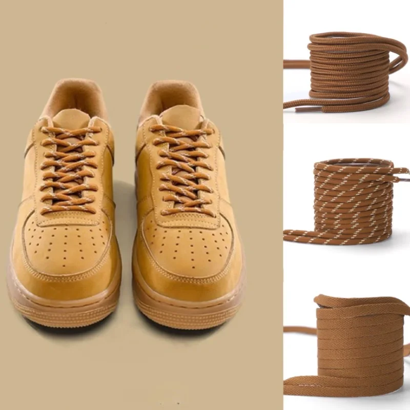 

1 Pair Brown yellow Color Flat Round Shoelaces 120/140/160cm Women Men High-top Sneakers Canvas Shoes Laces Accessories