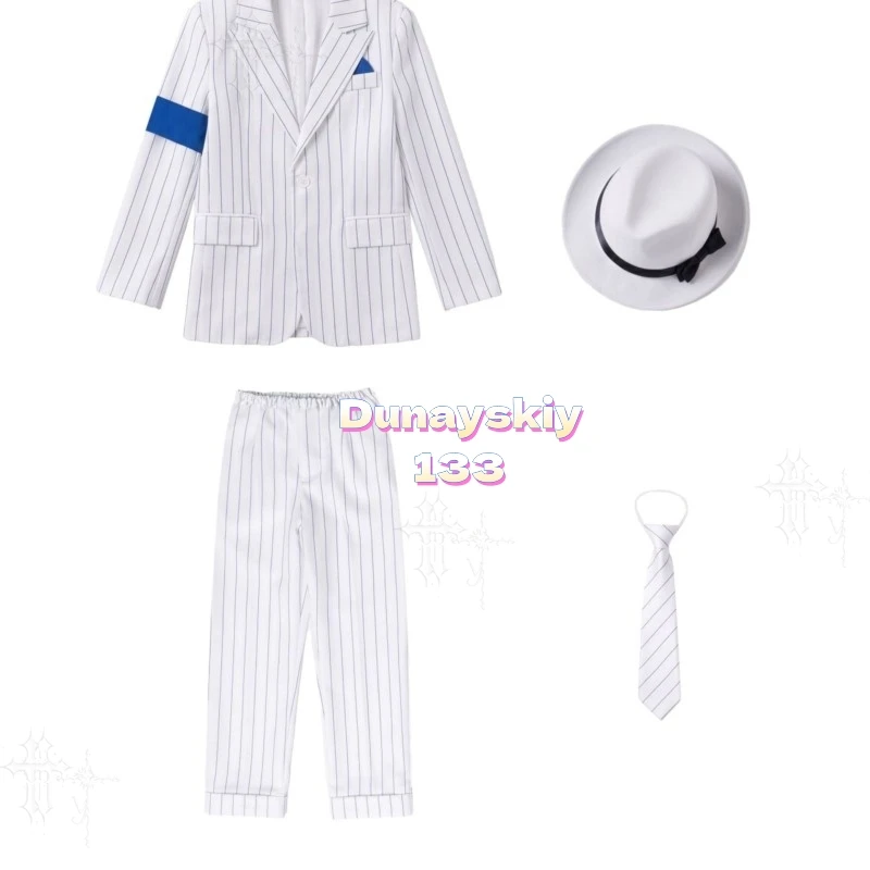 

White Striped Suit Complete Cosplay Outfit Adult Dancer Stage Costume Ready Stock For Theme Show Masquerade Events
