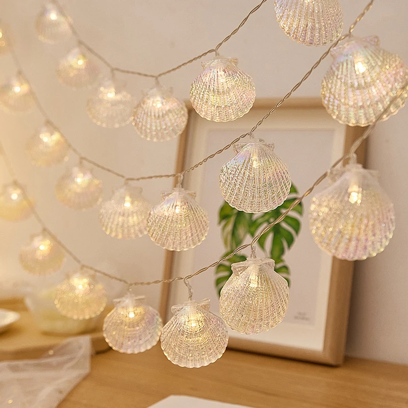 LED Beach Shell Light String Starfish Light String, 20 LED 9.84ft String Lights USB Powered Waterproof Cute Atmosphere Lights
