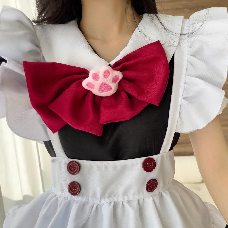 Women Maid Outfit Anime Long Dress Lolita Women Black Red Animation Show Little Evil Maid Role Play Outfits Sexy Lingerie Dress