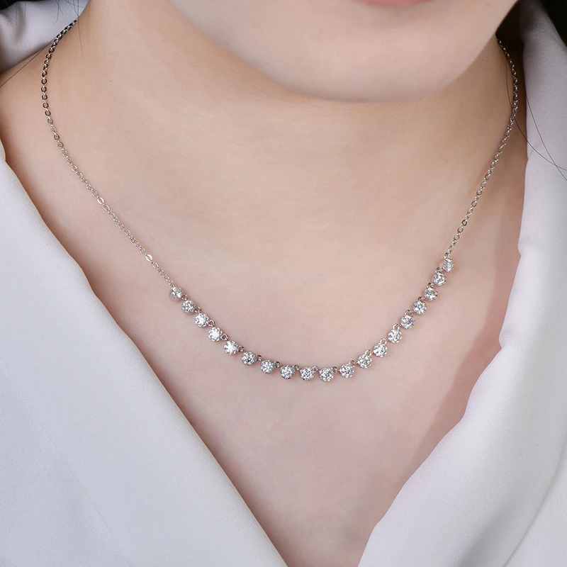 Rrjzz Vollständige 3mm D-Farbe VVS1 Rundschliff Moissanit Bubble Halskette GRA Laborgezüchteter Diamant 14k Vergoldete Damen Halskette Schmuck – Detail 18