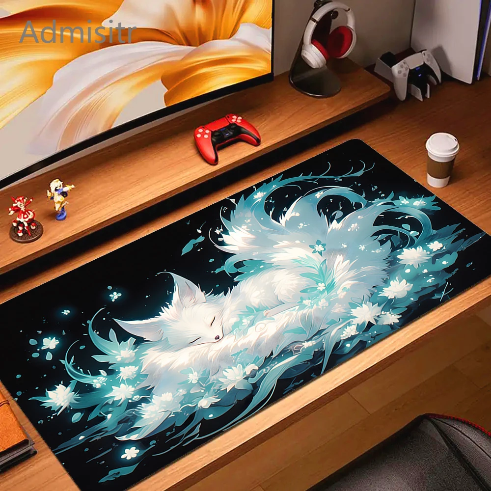 

Pink Fox Mouse Mat Anime Kawaii Cute Mousepad Natural Rubber Gaming Table Pad Extra-large size Office Computer Mouse Desk Mats