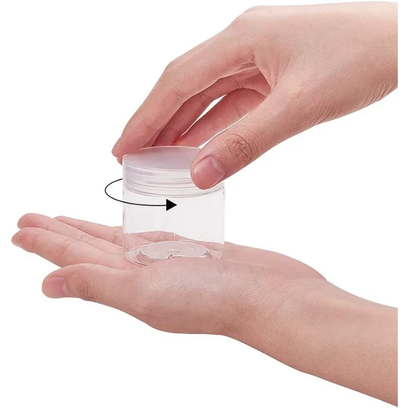 20 Pack 2oz PET Plastic Round Container Jars with Clear Lids and and Leakproof Gasket for Beads Crafts Body Scrub Creams