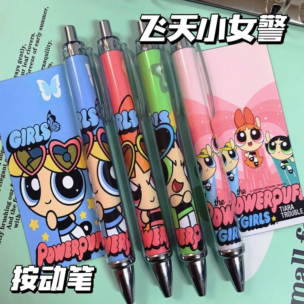 The Powerpuff Girls Blossom Bubbles Buttercup Cute Cartoon Black Press Neutral Pen Kawaii Periphery Lovely Student Stationery