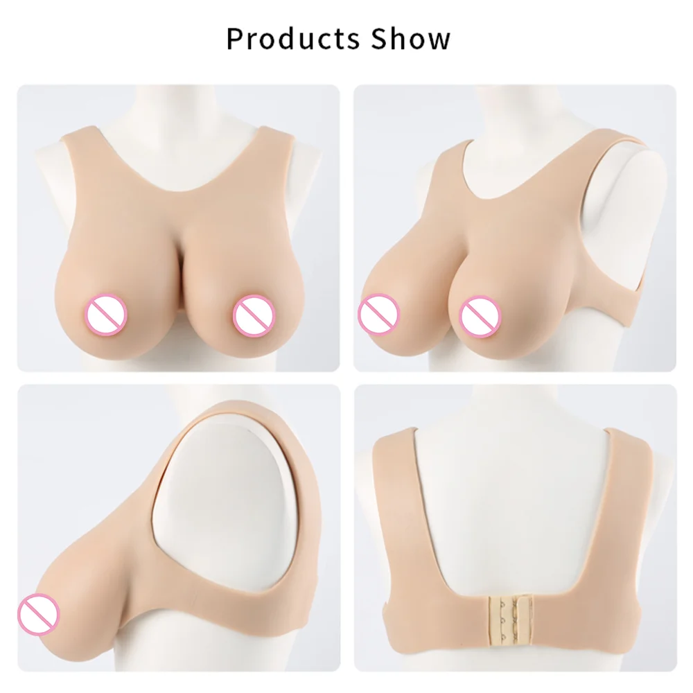 Tgirl C-J Cup Cospaly Silicone Fake Boobs Back Underwear Buckle Design Realistic Breast Form for Crossdresser Cosplay