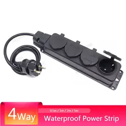 European Industry Power Socket Strip With Cable IP44 Waterpoof Level 16A 250V EU Power Surface Mounted Receptacle 4 Ways Outlet