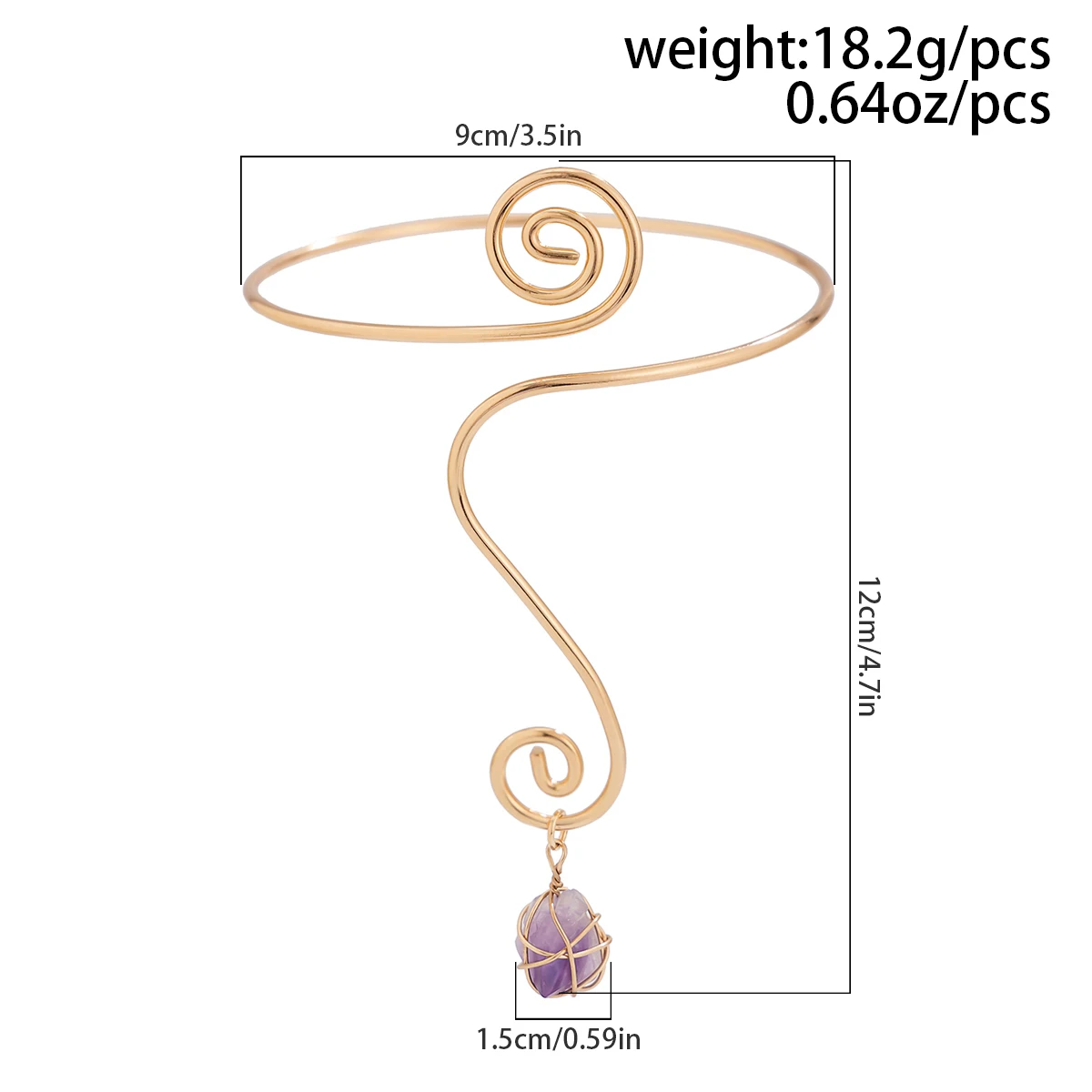 PuRui Women\'s Spiral Open Armlets Purple Stone Thin Upper Arm Chain Geometric Girls Jewelry Vintage Cuff Bracel New Accessories