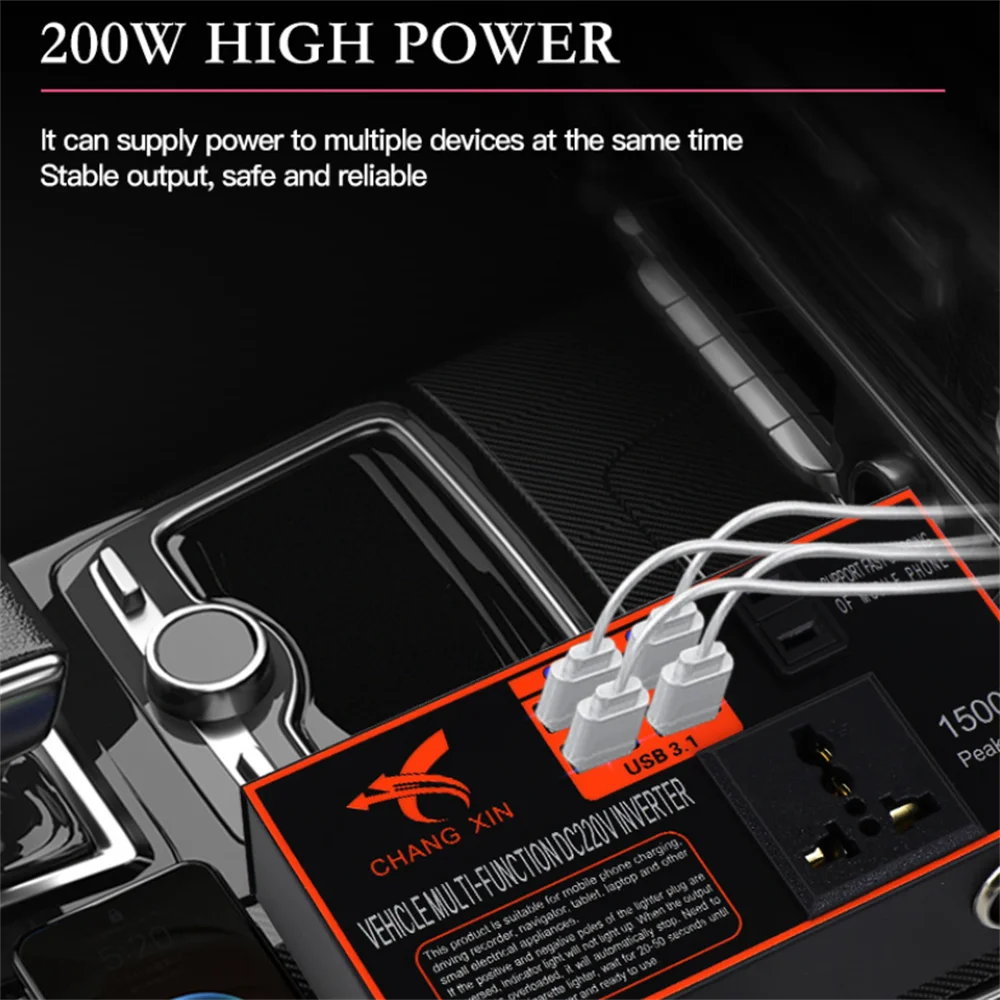 Car inverter 1500W Peak Power Multifunctional Automotive Protection Multiple 12V To DC Inverters Universal 220V