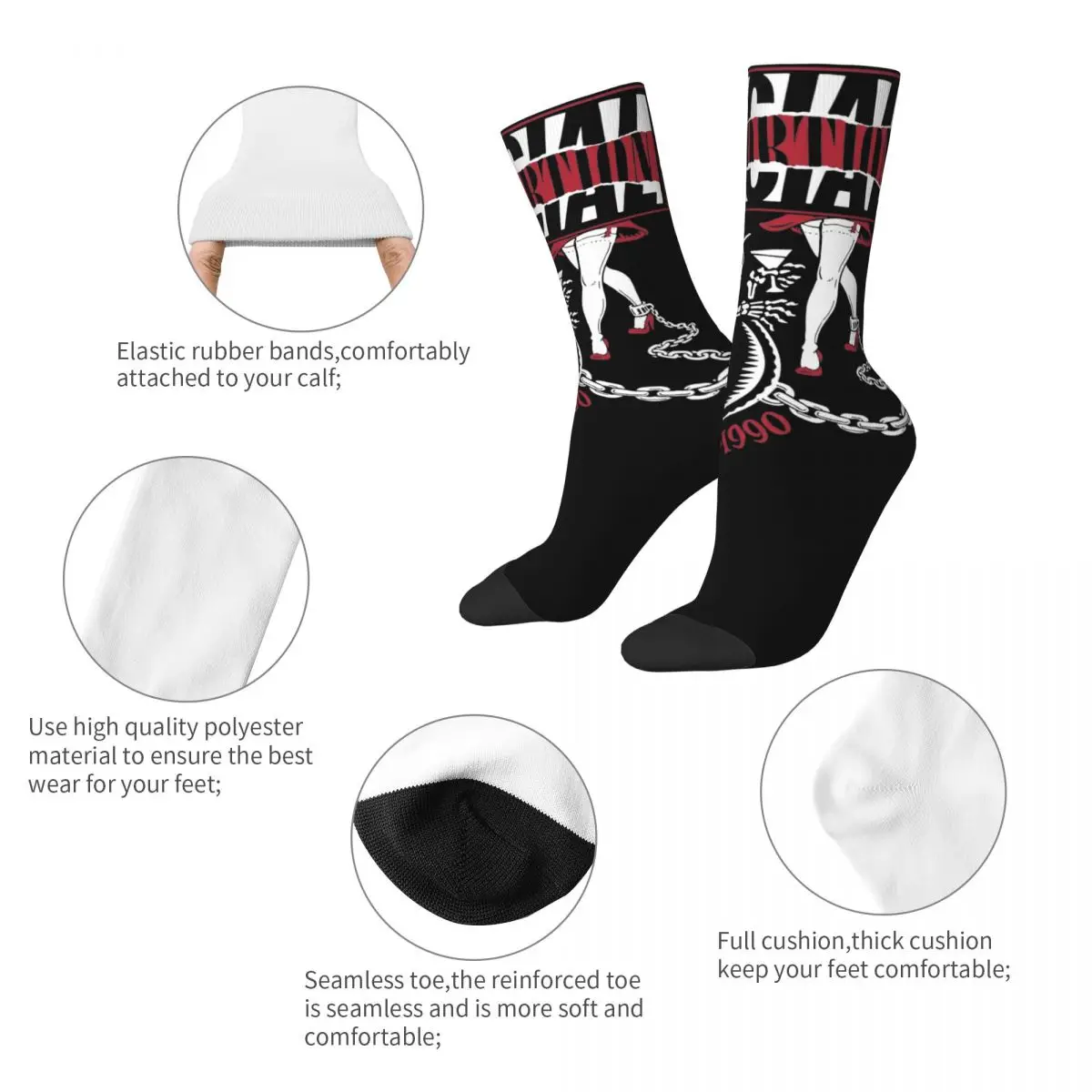 Social Distortion Ball And Chain Tour 1990 Design Theme Socks Accessories for Men Women Non-slip Printing Socks