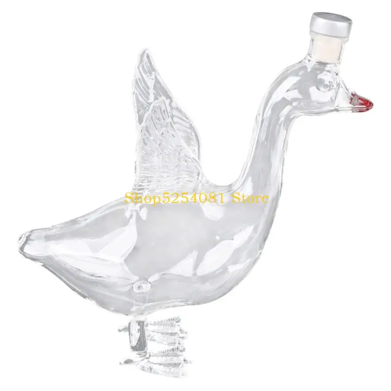 AXYC Clear Glass Decanter with Duck Spreading Wing Design for Liquor Display