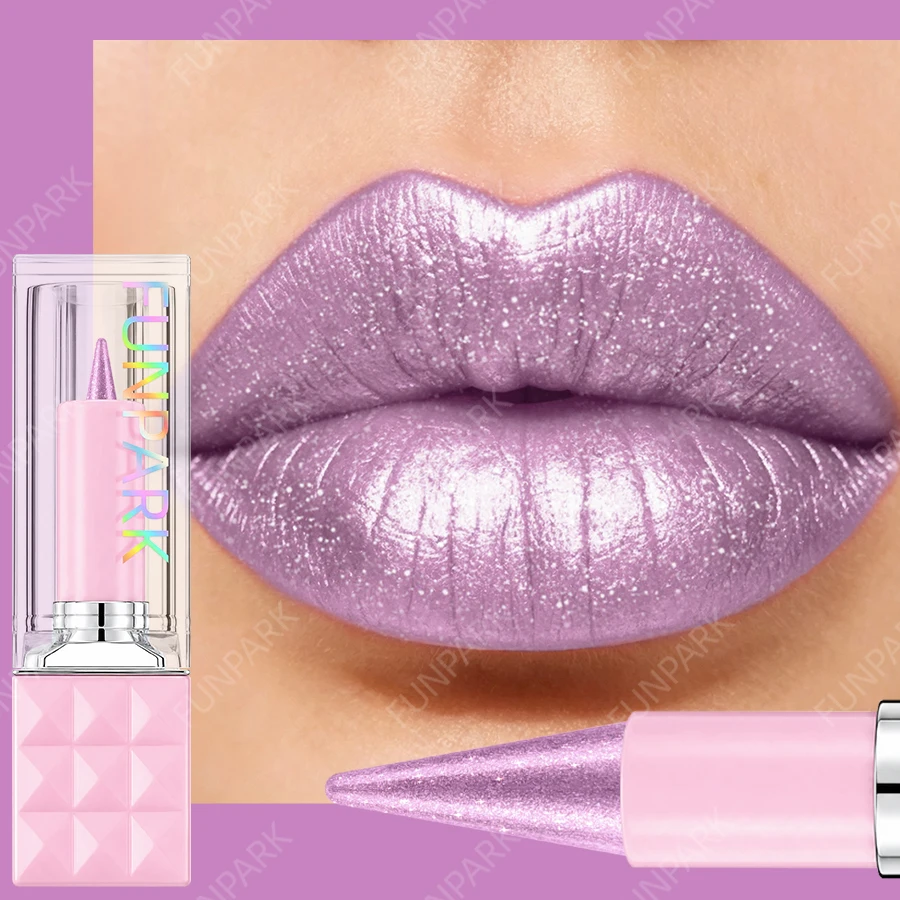 Sexy Red Glitter  Metallic Lipstick Shiny Pearlescent Lip Tint, Long lasting Lip Makeup Gifts for Gift Lip Glaze Cosmetics