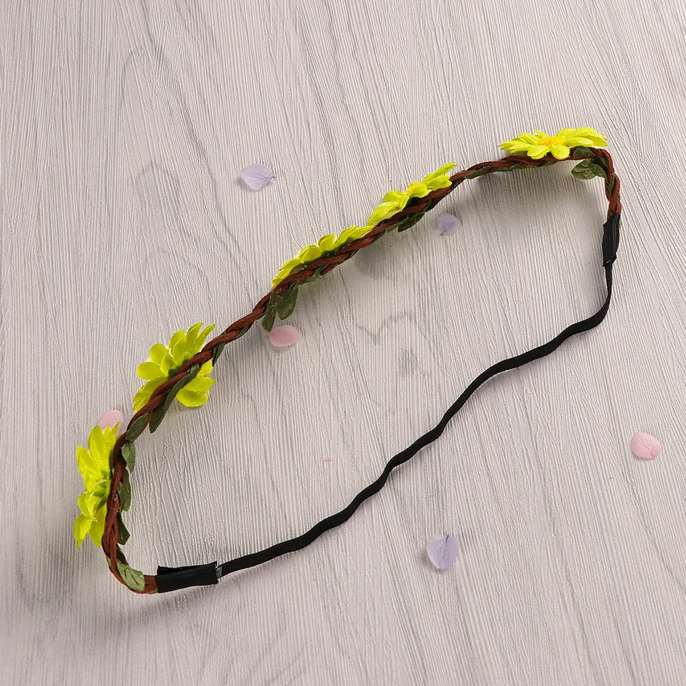 5Pcs Sunflower Hair Band Bright Vivid Color Lightweight Sunflower Wreath Hawaiian Flower Headband Beach Party Cheerleaders